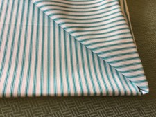Ian Mankin fabric remnant 140 cm  x137 cm Ticking stripe aqua blue 100%. Cotton