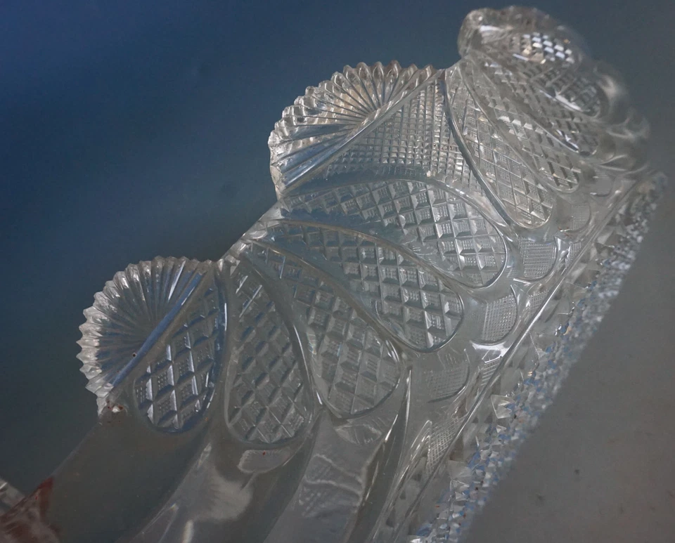 RS0123-104: Seltene Biedermeier Kristall Glas Gondel Schale 19 Jhdt. wohl Böhmen - Bild 4 von 4