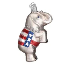 Old World Christmas REPUBLICAN ELEPHANT (12108) Glass Ornament w/ OWC Box