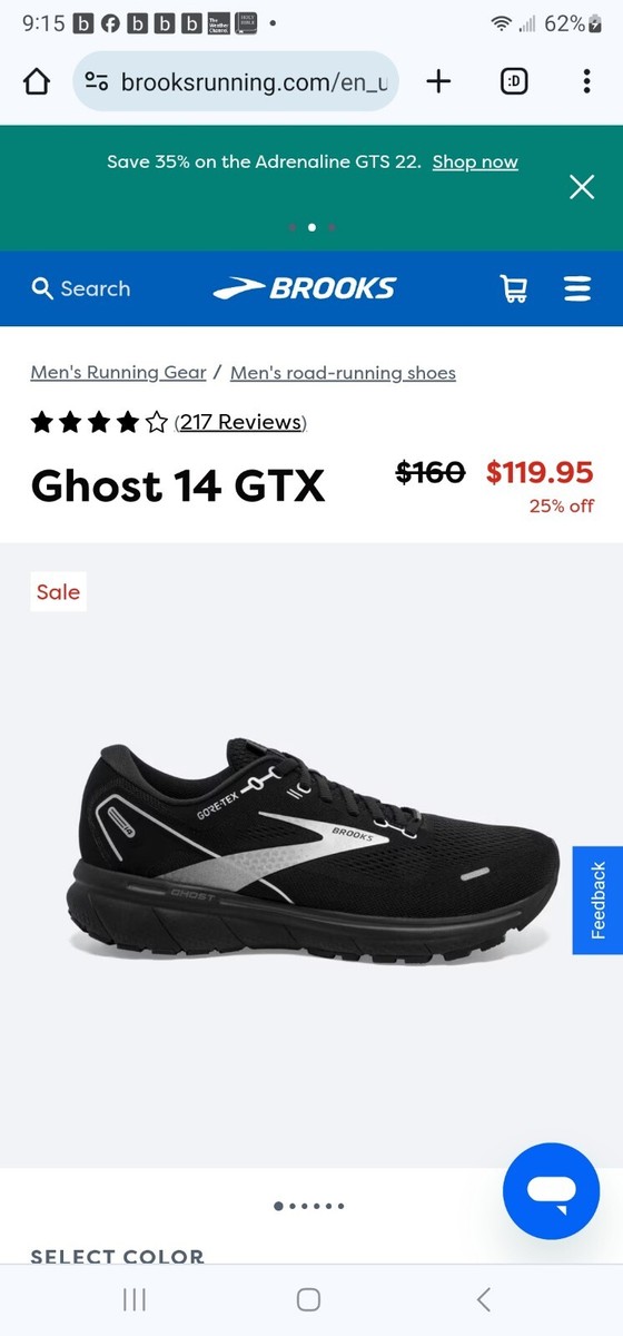 Size 8 - Brooks Ghost 14 GTX Black Ebony for sale online | eBay