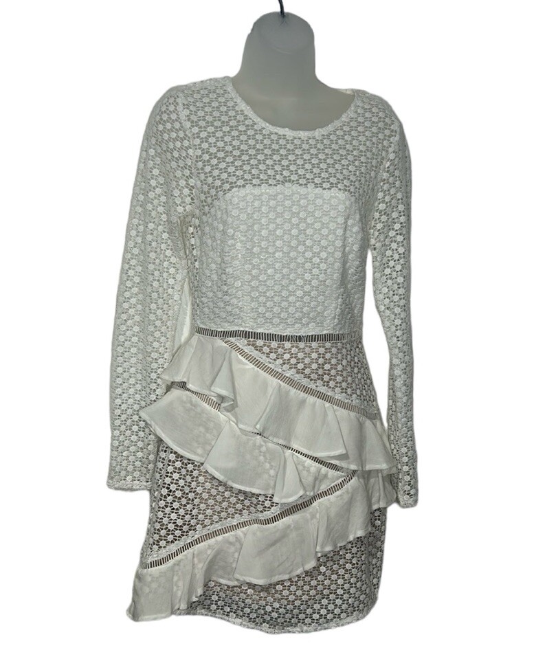 NWT Saints + Secrets Selfie Leslie ARAMIS LONG SLEEVE LACE & RUFFLE DRESS  Size S | eBay