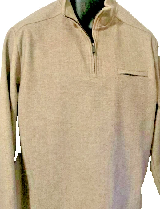 DKNY Hombres Diseñador 1/4 Cremallera Bolsillo Frontal Pullover Chaqueta/Suéter Tostado Talla S Foto 3 de 4