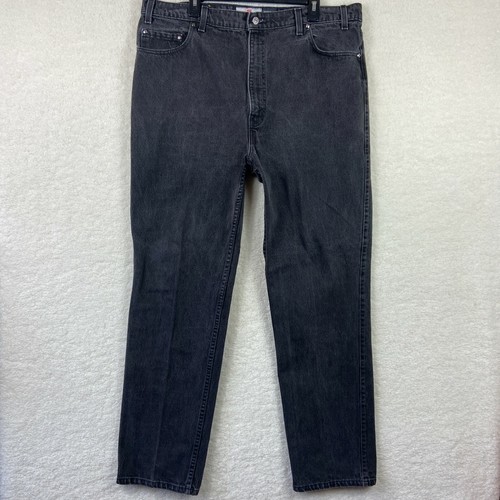 Levis Signature 530 Jeans Mens 42 34 Regular Fit Black Straight Leg Cotton  Denim | eBay
