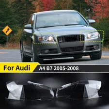 Left+Right Headlight Headlamp Lens Cover Transparent Lense For Audi A4 B7 05-08