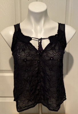 Débardeur Abercrombie Kids Bleu Marine Taille M - Style Lace Et Tie Front, Occasion Très Bon état Pour Fille