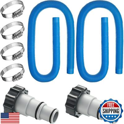 #ad 2 Pack Pool Filter Hose Replacement Kit for Above Ground Pools 1.5 Inches Dia