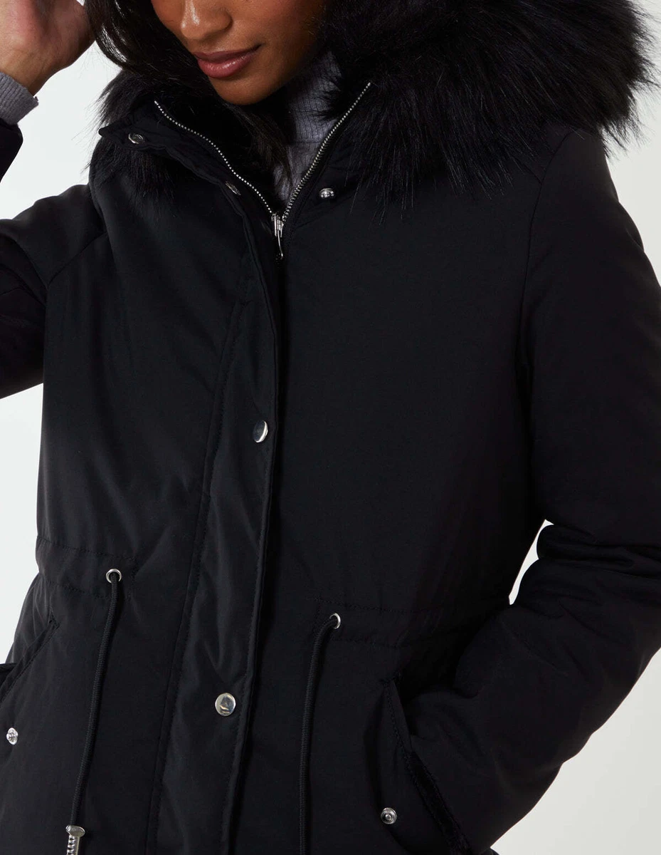 Blue vanilla black reversible faux fur sales puffer jacket