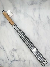 Barbecue Grilling Basket Grill BBQ Net Steak Meat Fish Vegetable Holder Tool 19"