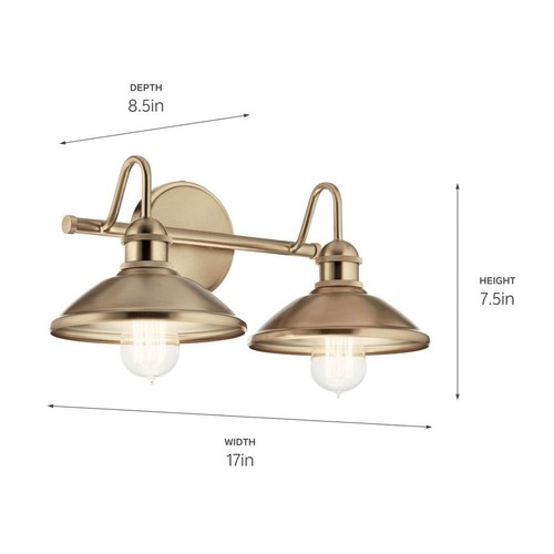 Kichler Clyde 2 Light Bathroom Vanity in a Rich Champagne Bronze Finish, for ... - 第 4/9 張圖片