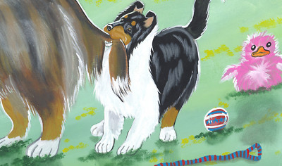 Collie 8 x 10 ,  Print  '' TheBest toy of all ''   Signed by artist
