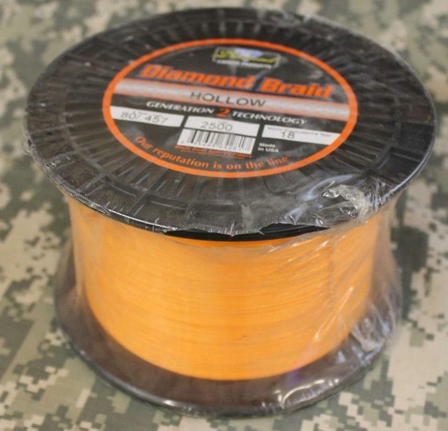 Diamond Braid Hollow Hunter Orange Fishing Line 80 Pound Test 2500