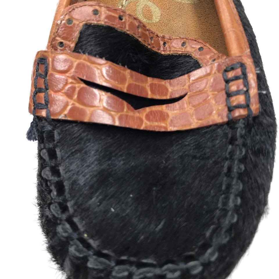 Mocasines planos Sam Edelman pelo de becerro negro para mujer talla 6 Foto 3 de 4