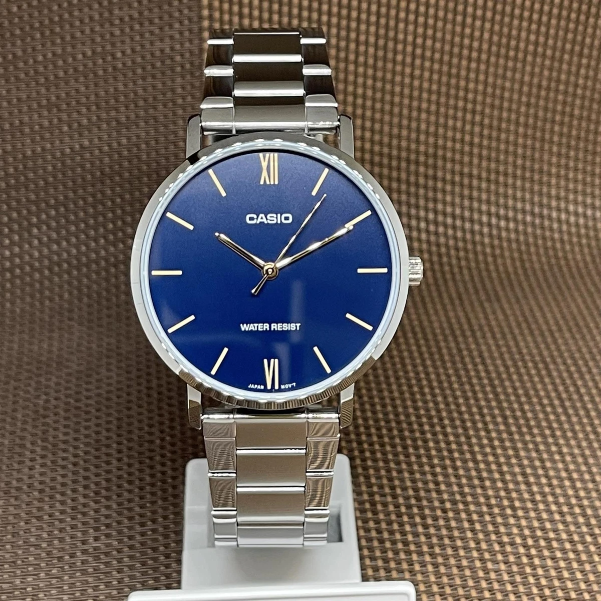 Casio MTP VT01D 2B Blue Analog Stainless Steel Quartz Dress Men s Casual Watch