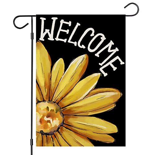 Welcome Daisy Garden Flag 12x18 Inch Double Black Background(12x18 Inch)