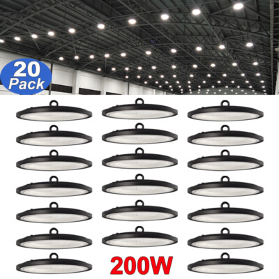 20 Pack 200W UFO LED High Bay Light Factory Warehouse Commercial Led Shop Lights