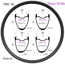 Gravel Road Bike Carbon Rims 700C Width 30mm Depth 35mm Tubeless Disc Brake 28H
