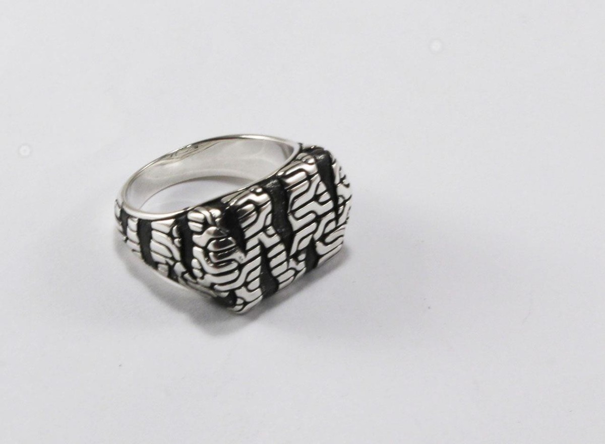JOHN HARDY PALU MACAN 925 STERLING SILVER TIGER STRIPE RING