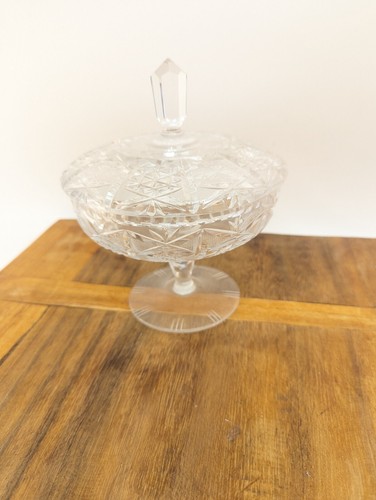 Vintage Lead Cut Crystal Covered Pedestal Candy Dish - Picture 2 of 6