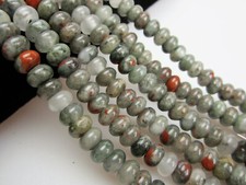 2.0mm Hole African Bloodstone Smooth Rondelle Beads 5x8mm 6x10mm 8" Strand