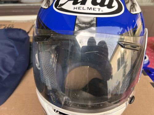 Vintage 2000 Arai “Tadayuki Okada” “Blue Flaming Dragon” Full Face Helmet/Large - Picture 2 of 11