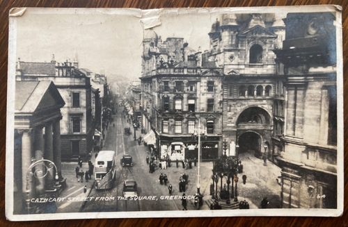 CATHCART STREET, GREENOCK Vintage c1934 VALENTINE'S Real Photograph Postcard