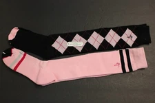 2 PAIRS LPGA Arch Support Women's  knee high crew BOOTS socks size 4-10 Black bk