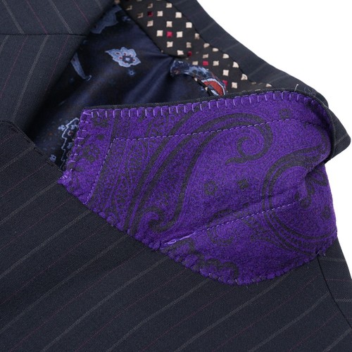 Etro Slim-Fit Navy Blue Stripe Wool Suit with Silk Lining 40R (Eu 50) NWT - Picture 7 of 13