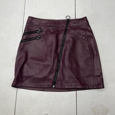 Express Burgundy Zip-Up Faux-Leather A-Line Short Skirt Women's Size 00