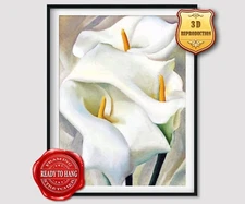 Georgia O'Keeffe Calla Lilies 3D EffectsTexture Gel Handmade Ready to hang