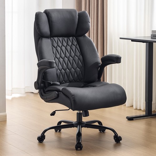 500LBS Big and Tall Office Chair Heavy Duty Executive PU Leather Wide Seat