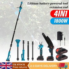 2 IN 1 Pole Chainsaw Cordless Long Reach Cutter Pruner Saw 2 Batteries & Charger