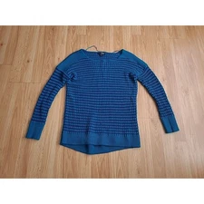 Ana A New Approach Knit Top M Blue Stripes Long Sleeve Stretch Preppy Minimalist