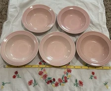 Lu-Ray Pastels Pink Ceramic Berry Dessert Bowls 5.25" Set of 5 Vintage MCM