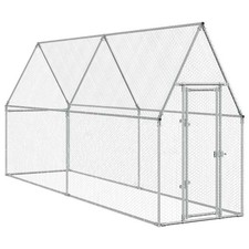 Chicken Cage Farm Chicken Coop Chicken Run Cage Silver Galvanised Steel vidaXL