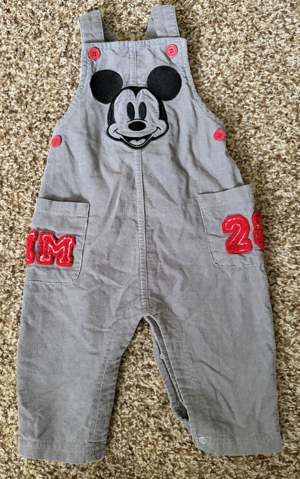 Disney Baby Mickey Mouse Embroidered Overalls  Size 6/9 Months