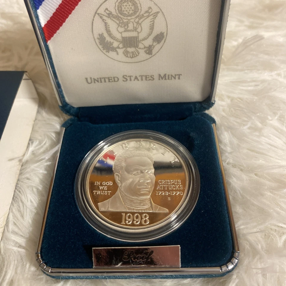 1998 US Proof Black Revolutionary War Patriots Silver $1 Dollar Coin Set w/ COA - Image 3 of 4