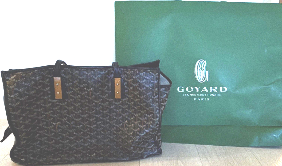 Goyard トートバッグ ブラック/ブラウン Goyard Goyardine Large Zip Tote Bag Black/Brown with Pouch, Inner
