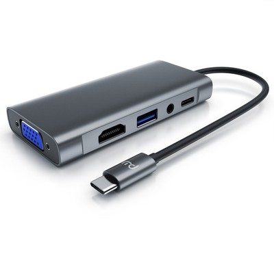 Primewire USB HUb USB-C zu HDMI+VGA+U3+PD+Audio, MST Funktion