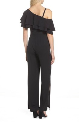 VINCE CAMUTO Ruffled One-Shoulder Jumpsuit Sz Black