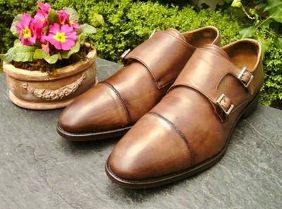 BERWICK     Double Monks Gr.44 Leder braun, kaum getr. OVP,  NP: 249 
