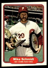 Mike Schmidt 1982 Fleer #637 Philadelphia Phillies FREE SHIPPING AutographDen