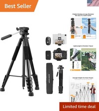Durable 75" Tripod for Cameras and Smartphones - Great for Outdoor  Travel Use