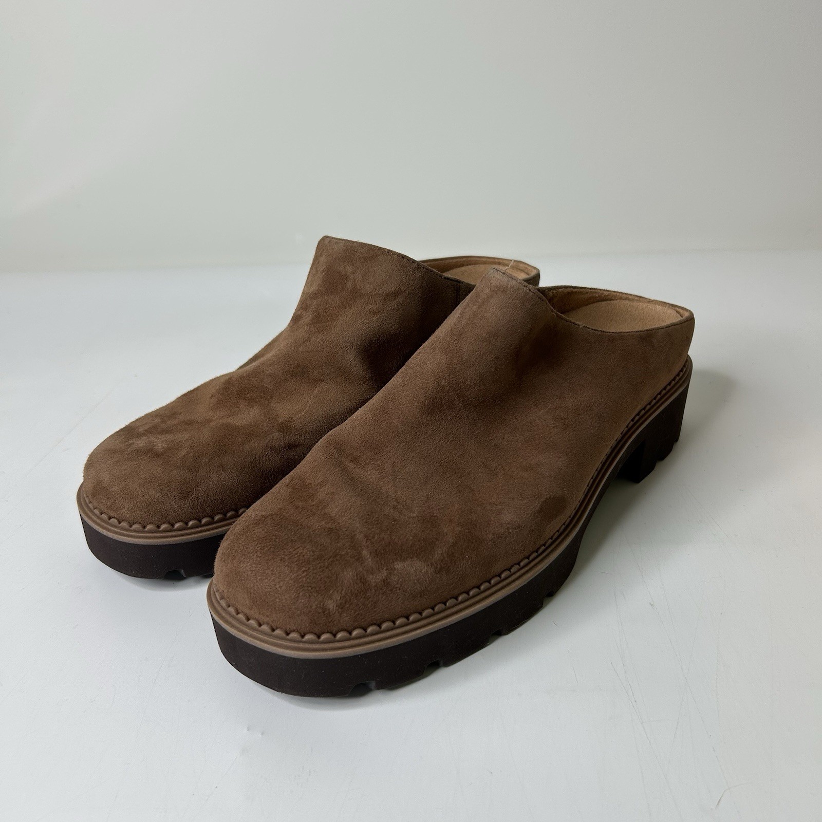 SAOLA Zoccoli mules Vionic Fairfax in pelle suola a strappo donna 11 scarpe scamosciate marroni slip on