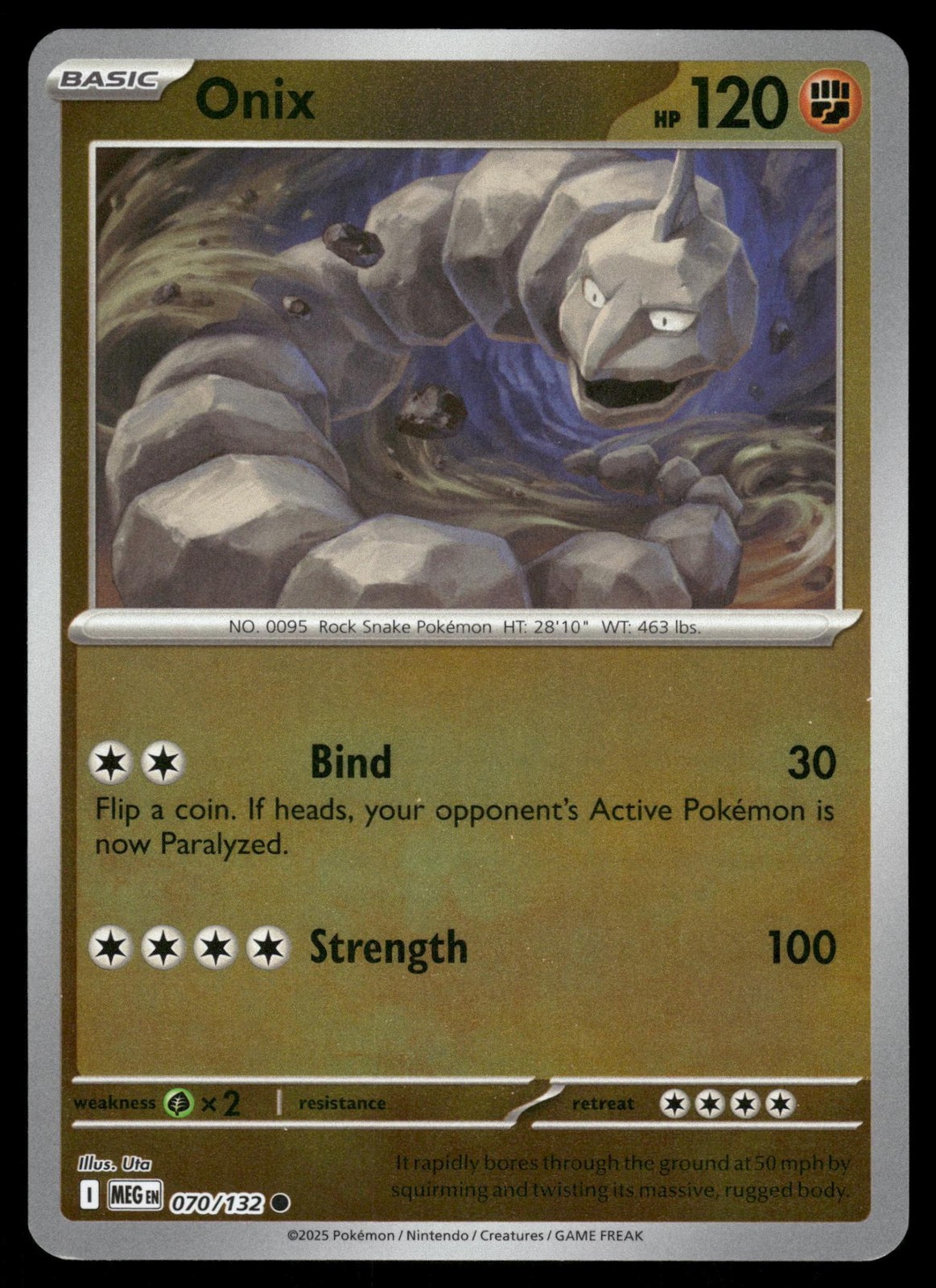 Onix 070/132 Common Mega Evolution Pokemon Reverse Holo Lightly Played