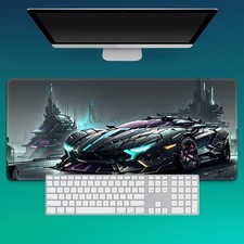 40 90cmExtended Gaming Mouse Pad with Futuristic Car Design, Non-Slip Rubber Bas