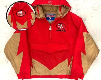 Vintage San Francisco 49ers Large Pullover Jacket Logo 7 Hood Shark tooth 90s