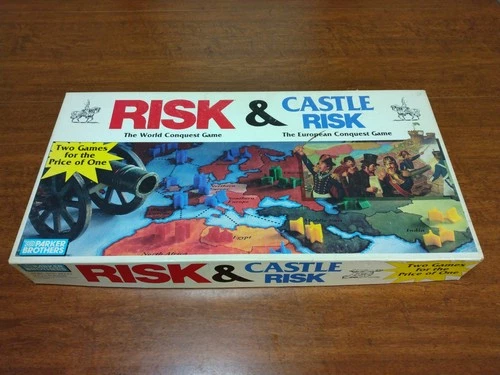 Risk and Castle Risk Board Game 1990 Vintage 2 In 1 Parker Brothers - Complete