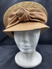 Vintage Eric Javits Sun Hat Straw Billed Cap Beach Getaway Bow