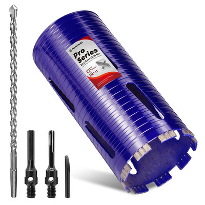 4-1/2'' Core Drill Bit with Pilot Bit & Adapters(Sds plus and 1/2'' Hex), 5/8''-11 