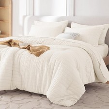 7 Pieces California King Comforter Set, Seersucker Bed in a Bag Cal King Size,